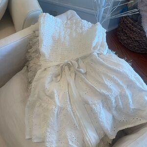 Ocean Drive tube top stretchy one piece NWOT white eyelet shorts 100% cotton